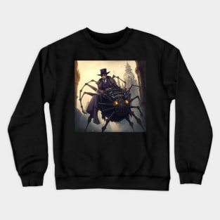 Dark spider rider riding mechanical robot mashine steampunk animal Crewneck Sweatshirt